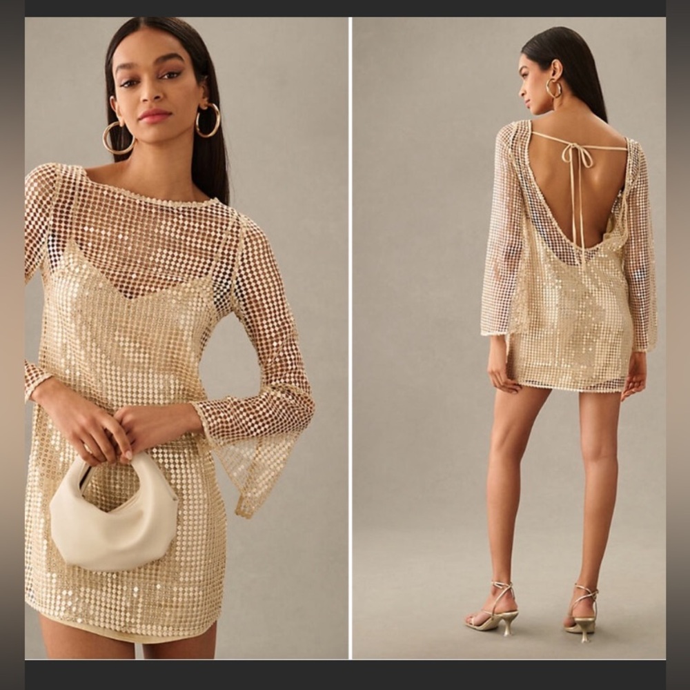Anthropologie Audette - XS Champagne Sequin dress